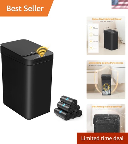 Black bathroom trash can 6 - trash,