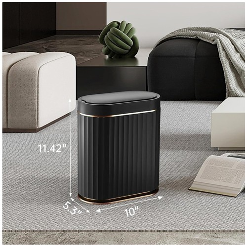 Slim black bathroom trash can - black,