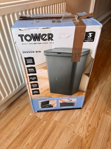 Tower 50l grey sensor bin - 50l,