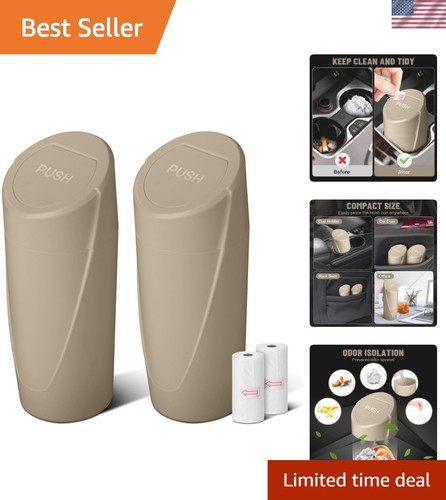 Beige leakproof car garbage - beige,